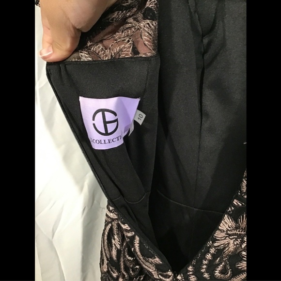 NEW‎ JS Collections Embroidered Trumpet Gown in Black/Pink [SZ 10 ] - Picture 7 of 8